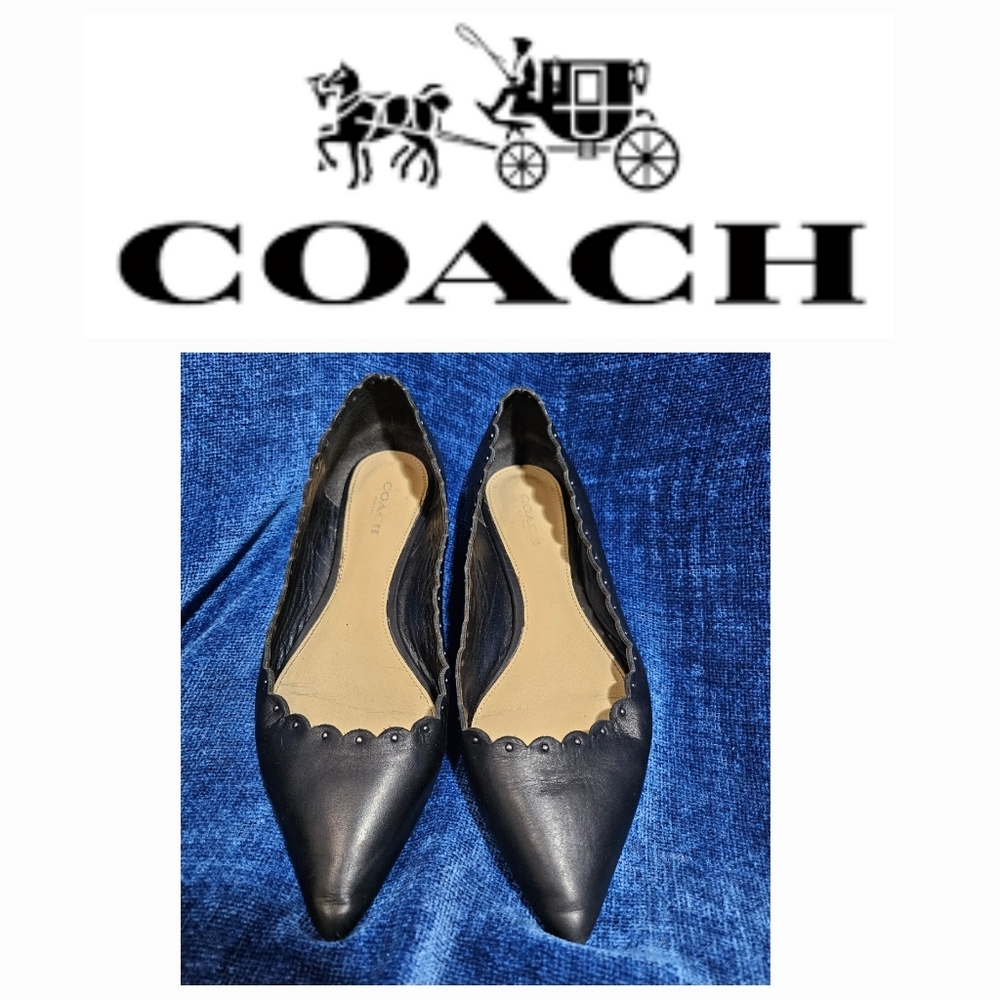 Coach Black Scalloped Flats
